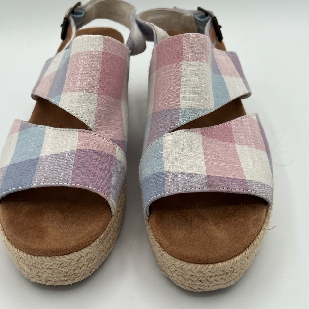 Toms Multicolor Plaid Wedge Sandals - Picture 5 of 7